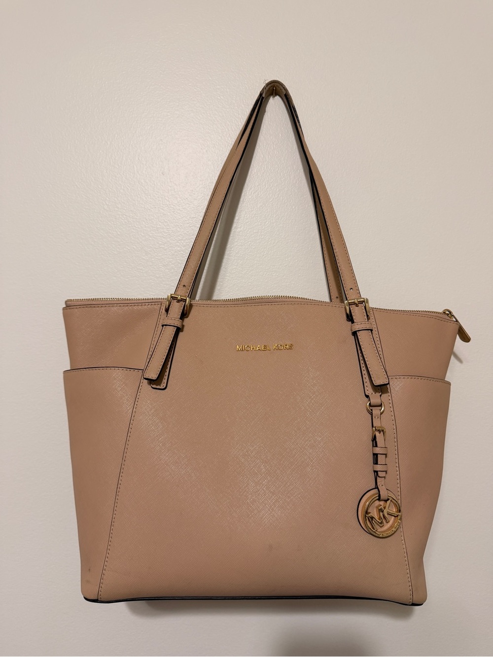 Michael Kors Nude Pink Saffiano Leather Tote with Gold Hardware